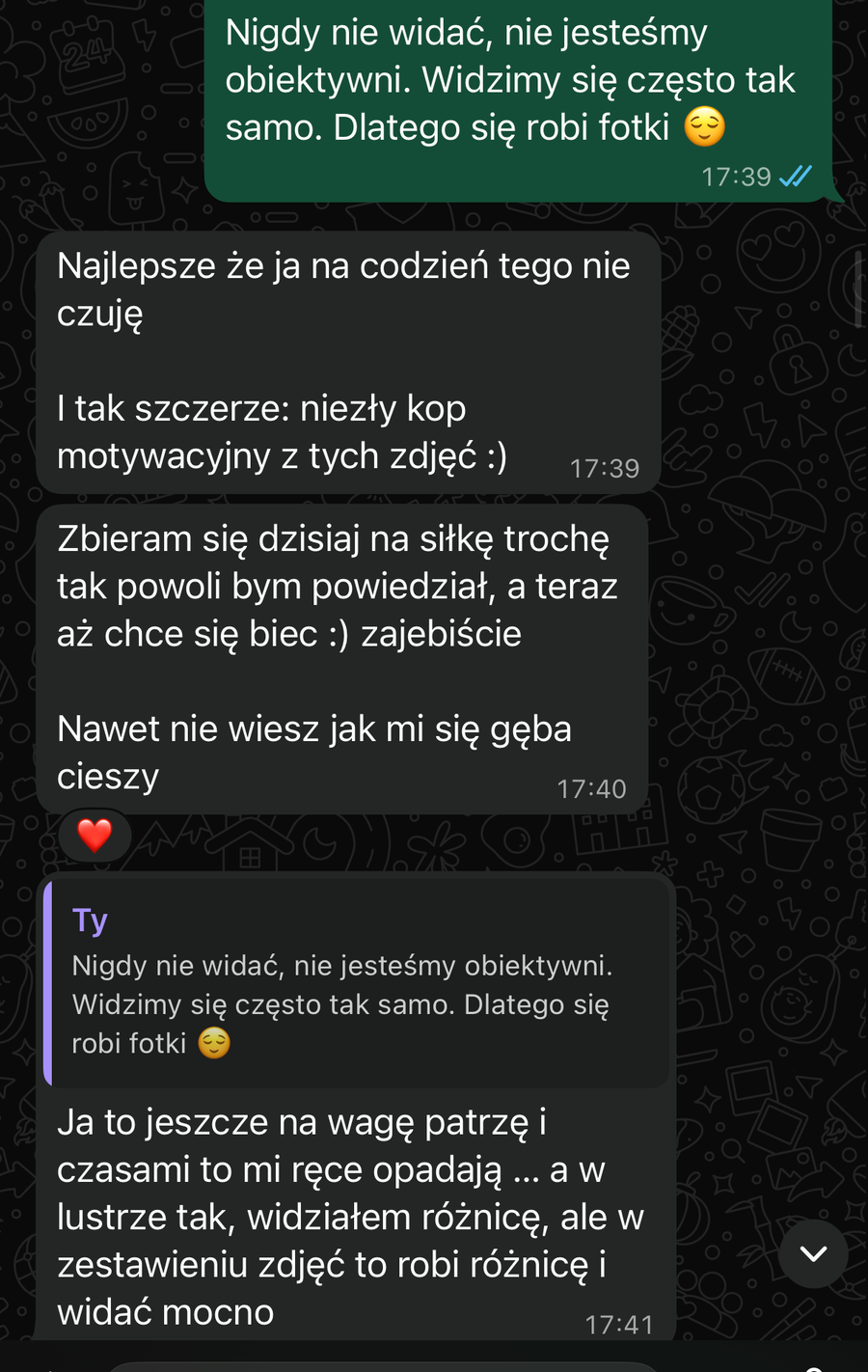 Wiadomość od klienta o współpracy z trenerem personalnym online Damianem Konarskim
